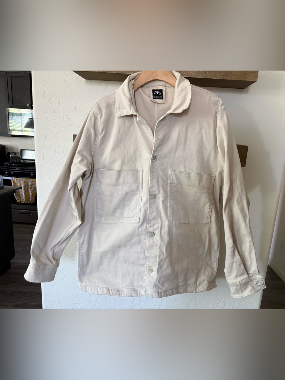 Zara|Canvas denim chore jacket in Off-White ,Workwear Shirt Jacket/anorak•LARGE - Picture 7 of 16